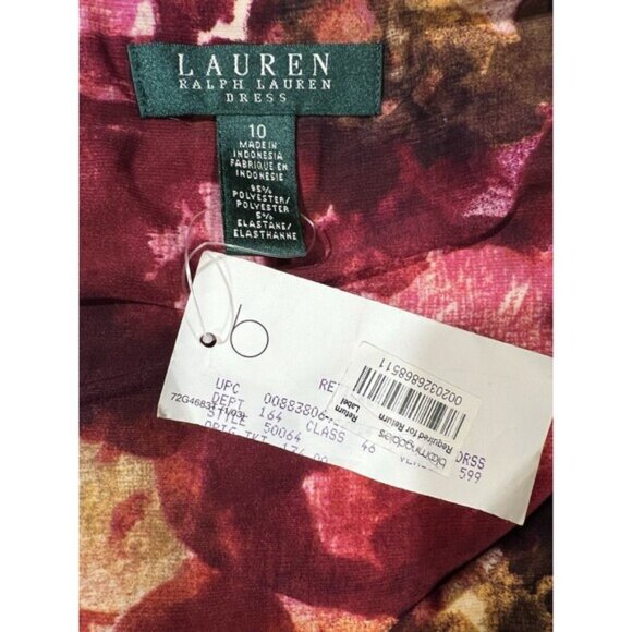 NWT LAUREN Ralph Lauren Multicolored Floral Sheath Sleeveless Midi Dress Size 10 - Picture 6 of 7
